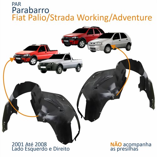 Par Parabarro Dianteiro Fiat Palio Strada Weekend Adventure Working 2001 Até 2008