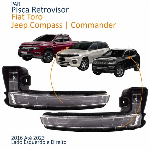 Par Piscas Retrovisor Fiat Toro 2016 2017 2018 2019 2020 2021 2022 2023 Jeep Compass Commander 2016 2017 2018 2019 2020 2021 2022 2023