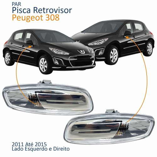 Par Pisca Retrovisor Peugeot 308 2011 2012 2013 2014 2015