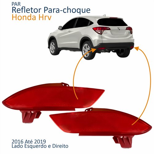 Par Refletor Parachoque Traseiro Honda Hrv 2016 2017 2018 2019
