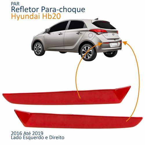 Par Refletor Parachoque Traseiro Hyundai Hb20 2016 2017 2018 2019