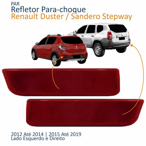Par Refletor Parachoque Traseiro Renault Duster 2012 Até 2015 Sandero Stepway 2015 Até 2019