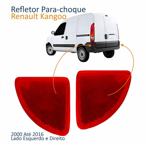 Par Refletor Parachoque Traseiro Renault Kangoo 2000 Até 2016