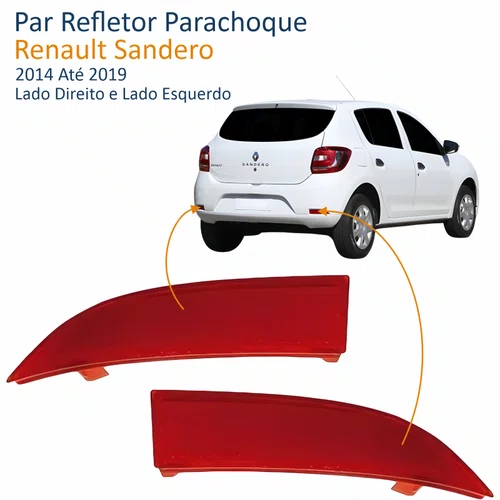 Par Refletor Parachoque Traseiro Renault Sandero 2014 Até 2019