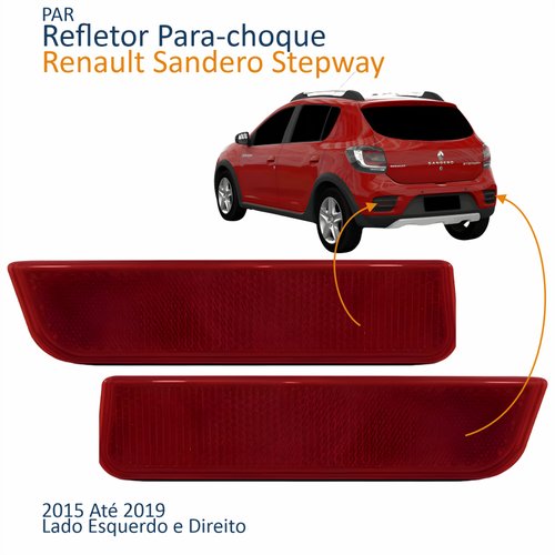 Par Refletor Parachoque Traseiro Renault Sandero Stepway 2015 2016 2017 2018 2019