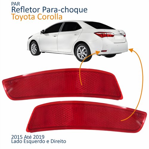 Par Refletor Parachoque Traseiro Toyota Corolla 2015 2016 2017 2018 2019