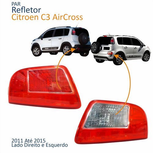 Par Refletor Traseiro Parachoque Citroen C3 Aircross 2011 Até 2015 Vermelho Cristal