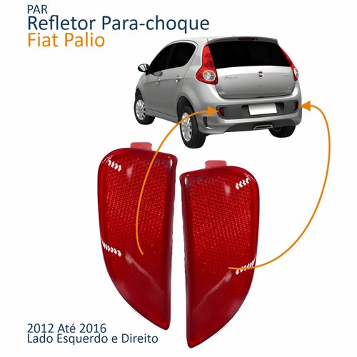 Par Refletor Traseiro Parachoque Fiat Palio 2012 2013 2014 2015 2016 