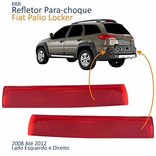 Par Refletor Traseiro Parachoque Fiat Palio Weekend Adventure Locker 2008 Até 2012