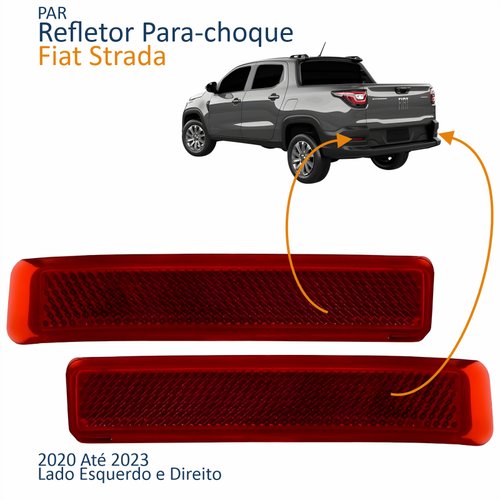Par Refletor Traseiro Parachoque Fiat Strada 2020 2021 2022 2023