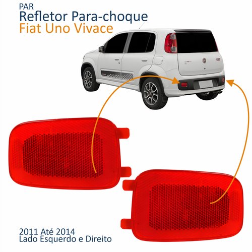 Par Refletor Traseiro Parachoque Fiat Uno Vivace 2011 2012 2013 2014
