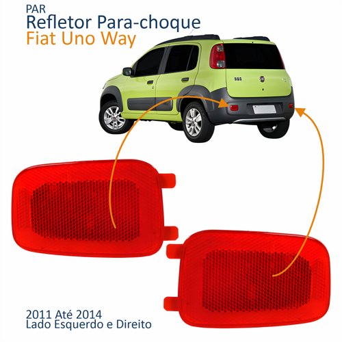 Par Refletor Traseiro Parachoque Fiat Uno Way 2011 2012 2013 2014