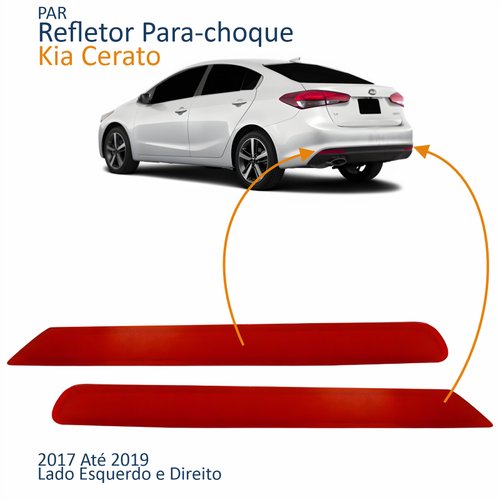 Par Refletor Traseiro Parachoque Kia Cerato 2017 2018 2019 