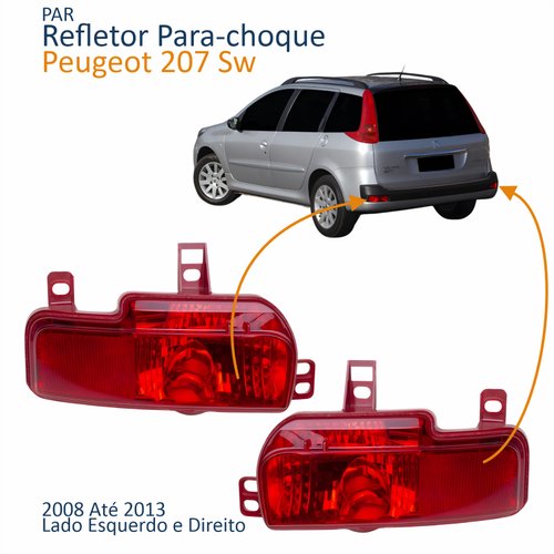 Par Refletor Traseiro Parachoque Peugeot 207 Sw 2008 Até 2013