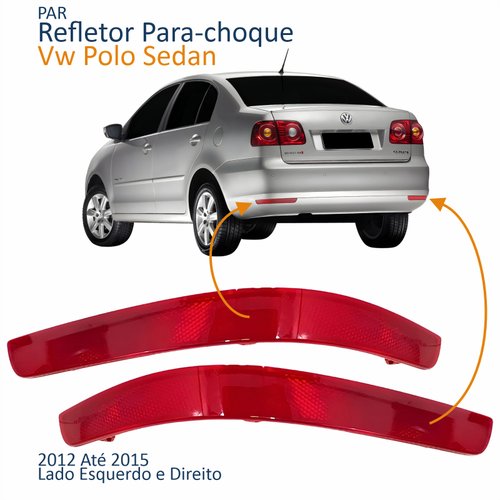 Par Refletor Parachoque Traseiro Vw Polo Sedan 2012 2013 2014 2015