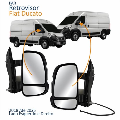 Par Retrovisores Fiat Ducato 2018 2019 2020 2021 2022 2023 2024 2025 Manual Com Pisca Braço Curto