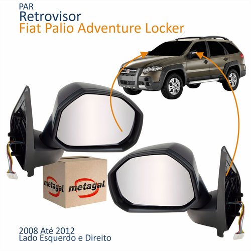 Par Retrovisor Fiat Palio Adventure Locker 2008 2009 2010 2011 2012 Com Pisca Elétrico Original