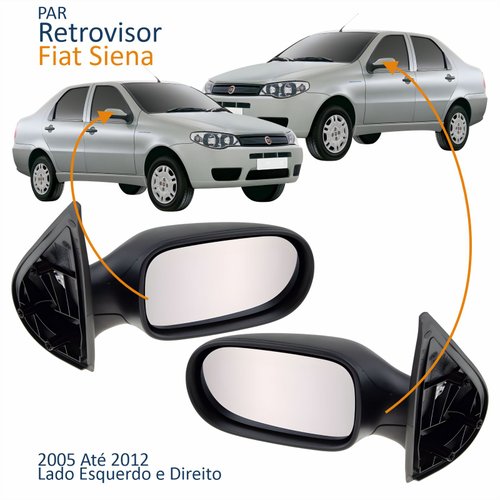 Par Retrovisor Fiat Siena 2005 Até 2012 4 Portas Sem Controle