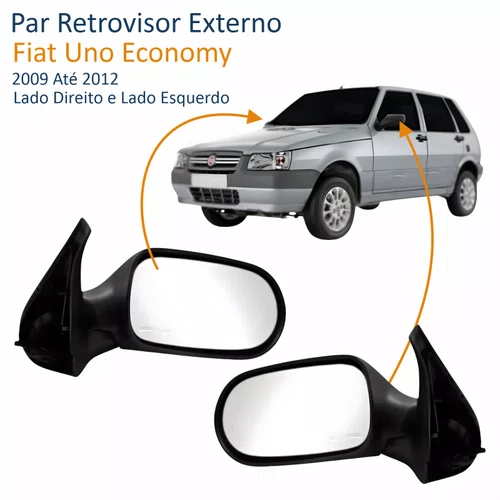 Par Retrovisor Fiat Uno Economy 2009 Até 2012 4 Portas Sem Controle