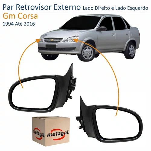 Par Retrovisor Gm Corsa 1994 Até 2016 2 4 Portas Sem Controle