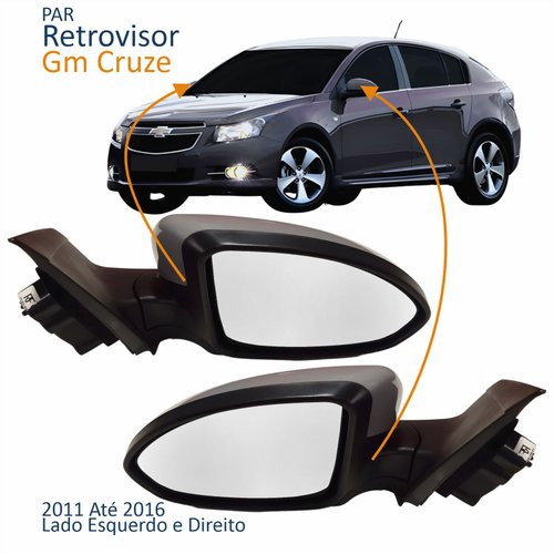 Par Retrovisor Gm Cruze 2011 Até 2016 Elétrico Cinza Com 3 Fios