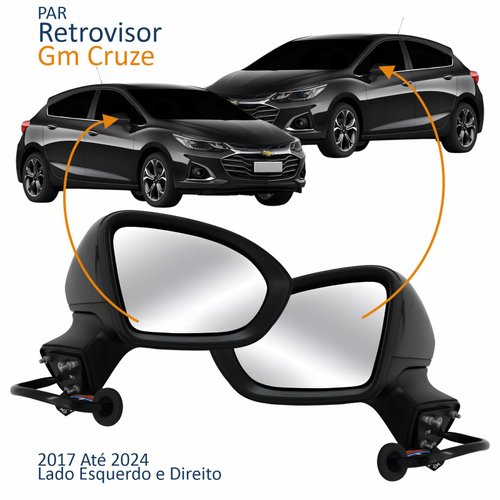 Par Retrovisor Gm Cruze 2017 Até 2024 Elétrico Com 3 Fios