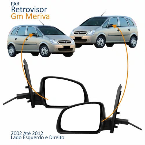 Par Retrovisor Gm Meriva 2002 Até 2012 Com Controle Texturizado