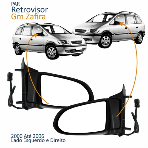 Par Retrovisor Gm Zafira 2000 Até 2006 Elétrico Capa Lisa