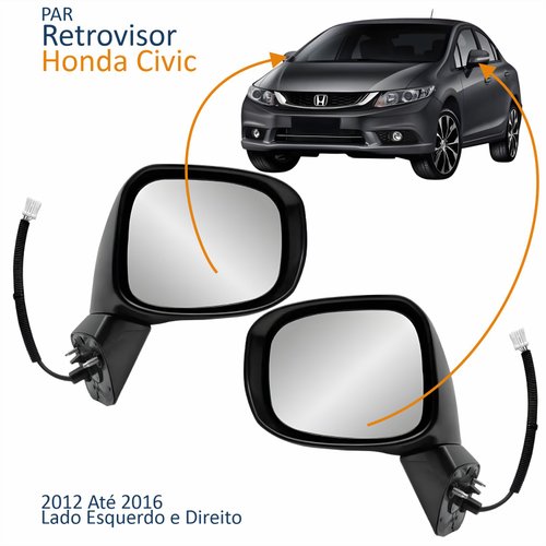 Par Retrovisor Honda Civic 2012 Até 2016 Elétrico Com Pisca