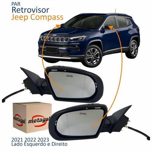 Par Retrovisor Jeep Compass 2021 2022 2023 Elétrico Com Pisca Original