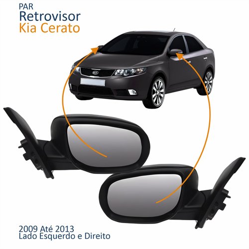 Par Retrovisores Kia Cerato 2009 2010 2011 2012 2013 Elétrico Com Pisca Térmico
