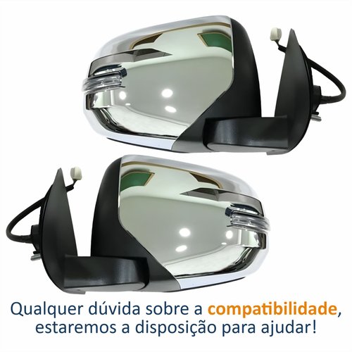 Par Retrovisores Mitsubishi L200 Triton 2017 2018 2019 2020 Elétrico Com Pisca Capa Cromada Retrátil
