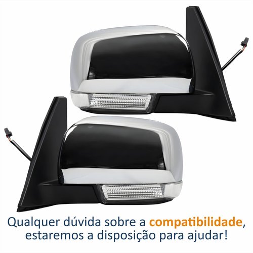 Par Retrovisor Mitsubishi Pajero Full 2007 Até 2021 Elétrico Com Pisca Capa Cromada