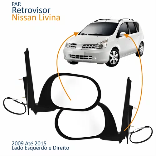Par Retrovisor Nissan Livina 2009 Até 2015 Elétrico Capa Lisa