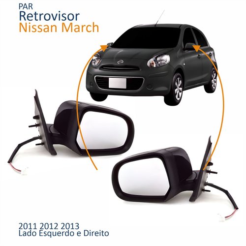 Par Retrovisor Nissan March 2011 2012 2013 Elétrico