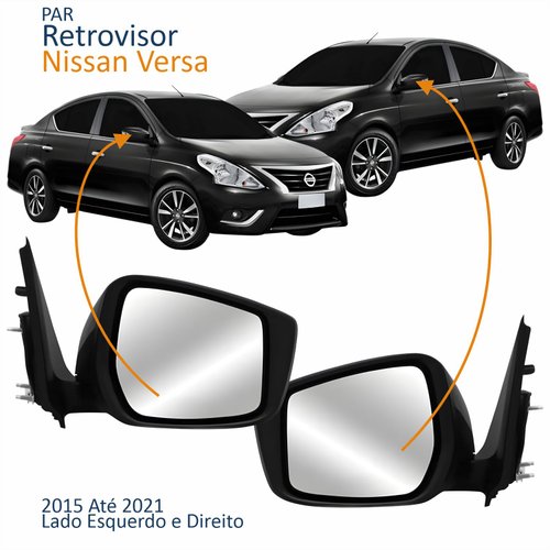 Par Retrovisor Nissan Versa 2015 Até 2021 Elétrico Com Pisca