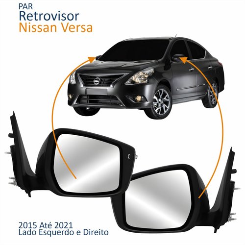 Par Retrovisor Nissan Versa 2015 Até 2021 Elétrico Com Pisca Fino