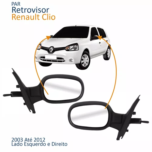 Par Retrovisor Renault Clio 2003 Até 2012 Com Controle Capa Texturizada