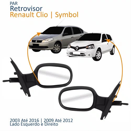 Par Retrovisor Renault Clio 2003 Até 2016 Symbol 2009 Até 2012 Com Controle