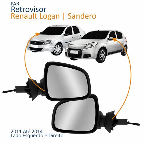 Par Retrovisor Renault Logan Sandero 2011 2012 2013 2014 Com Controle Capa Primer