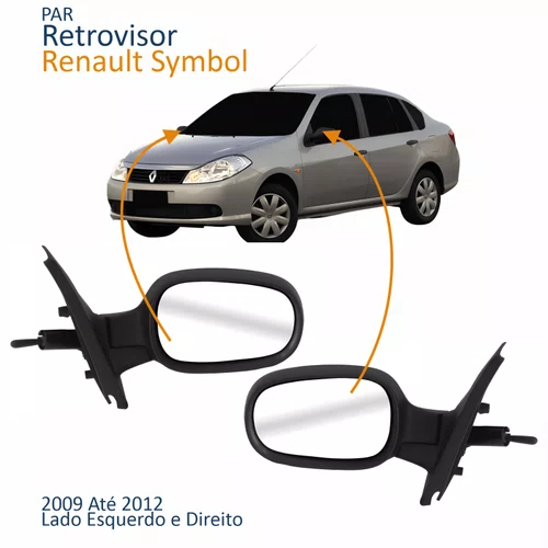 Par Retrovisor Renault Symbol 2009 Até 2012 Com Controle Capa Texturizada