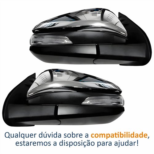 Par Retrovisor Toyota Hilux 2016 Até 2024 Elétrico Com Pisca Capa Cromada