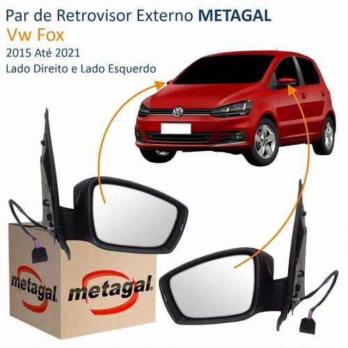 Par Retrovisor Vw Fox 2015 Até 2021 Elétrico Com Pisca