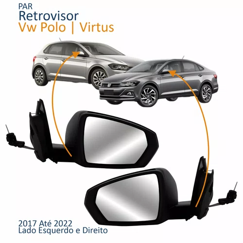 Par Retrovisor Vw Polo Virtus 2017 Até 2022 Com Pisca Com Controle