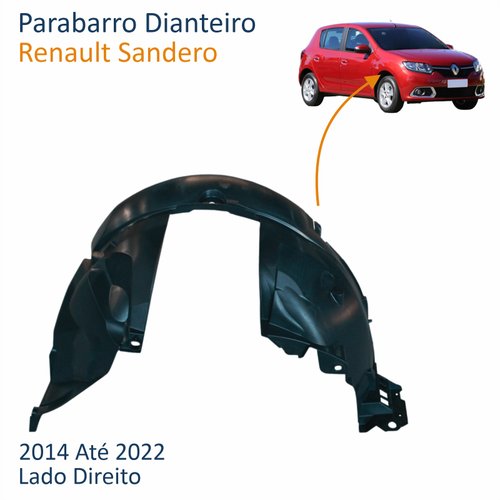 Para-barro Dianteiro Renault Sandero 2014 Até 2022 Lado Direito Passageiro