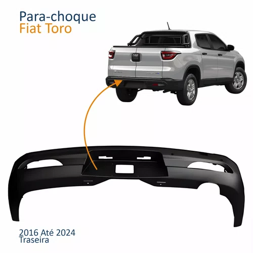 Para-choque Traseiro Fiat Toro 2016 Até 2024 Com Furo Sensor E Reboque