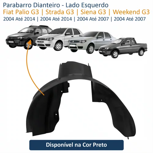 Parabarro Dianteiro Fiat Palio Strada G3 2004 Até 2014 Siena Weekend G3 2004 Até 2007 Lado Esquerdo Motorista
