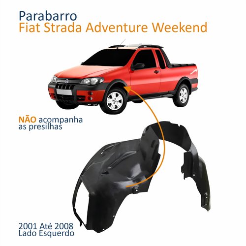 Parabarro Dianteiro Fiat Strada Weekend Adventure 2001 Até 2008 Lado Esquerdo Motorista