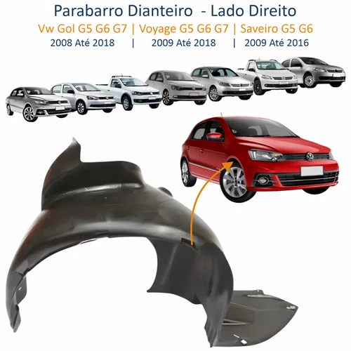 Parabarro Dianteiro Vw Gol 2008 Até 2018 Voyage 2009 Até 2018 Saveiro 2009 Até 2016 Lado Direito Passageiro