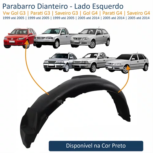 Parabarro Dianteiro Vw Gol Parati Saveiro G3 1999 até 2005 Gol Parati Saveiro G4 2005 até 2014 Lado Esquerdo Motorista